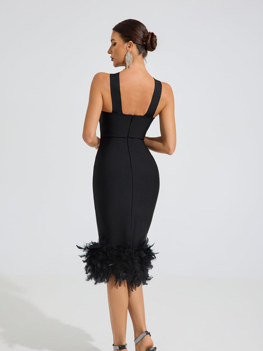 Gwyneth Feather Elegance Midi Dress