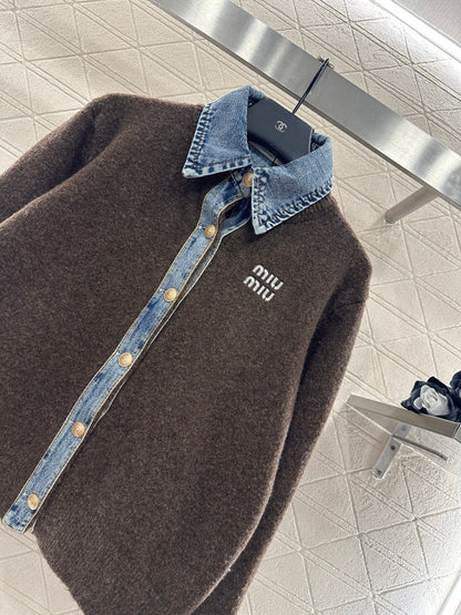 MIUMIU KNIT JACKET WITH DENIM STYLE 736