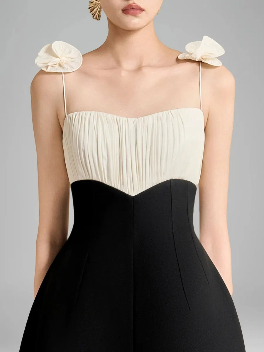 Vivienne Floral-Shoulder Strapless Midi Dress