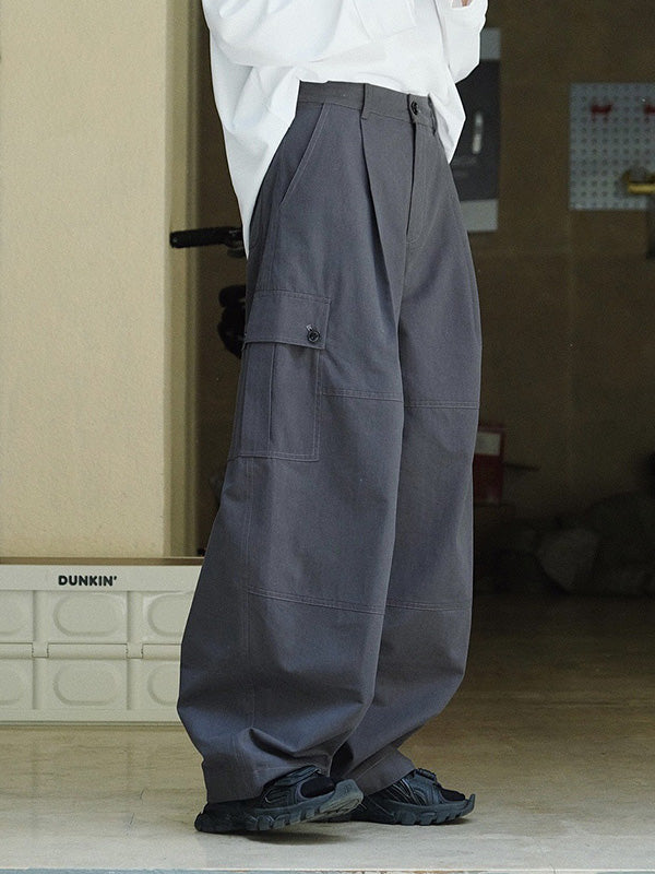 Leisure Fashion Wide Leg High Waisted Solid Color Pants