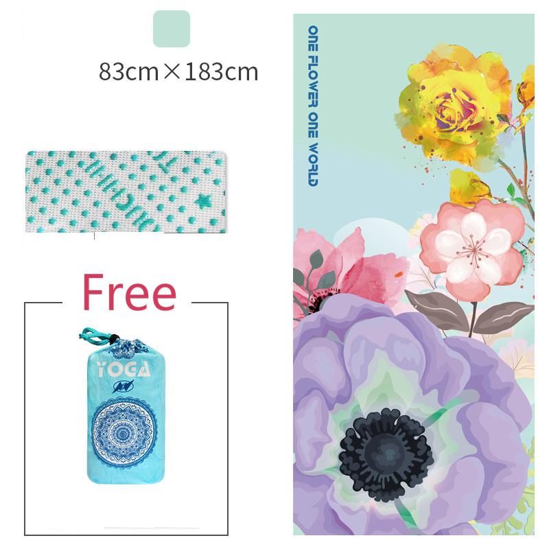 Sports Fitness Yoga Mat Spread Towel Silicone Anti-Slip Printing Pad Portable Folding Widened Spread Towel Easy Take