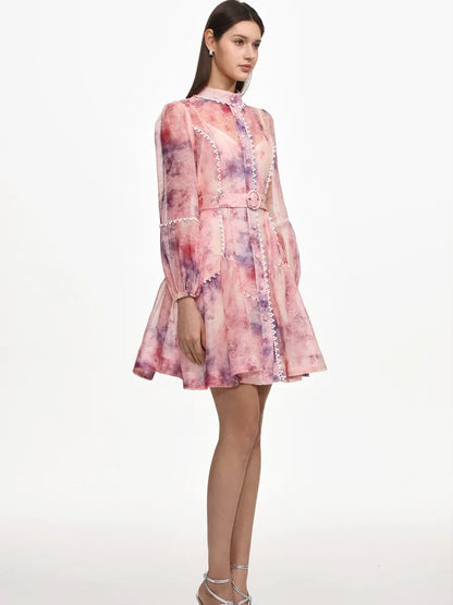 Hazel Flowy Long Sleeve Floral Print Woven Mini Dress