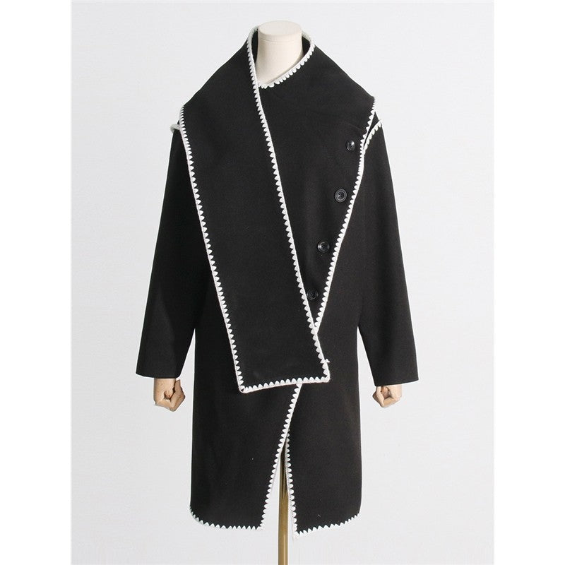 Long Sleeve Single Breasted Irregular  Casual Loose Cape Outerwear