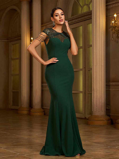 Jolie Round Neck Sequin Maxi Dress