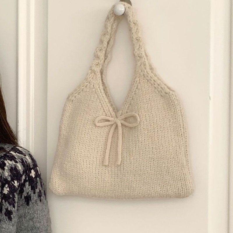 Cute Bow Knot Knit Handbag Underarm Bag