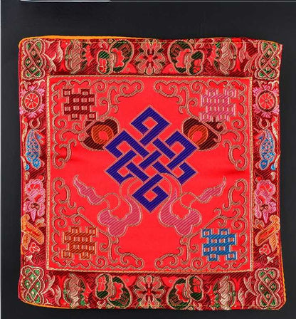 Tibetan Style Cloth Mat Embroidered With Eight Auspicious Crosses, Diamond Pestle, Bell Pestle, Tablecloth