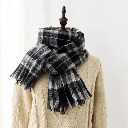 Plaid Fringe Warm Scarf