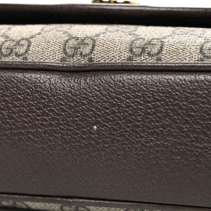GG Supreme Monogram Textured Dollar Calfskin Web Studded Mini Ophidia Flap Shoulder Bag Beige Ebony New Acero