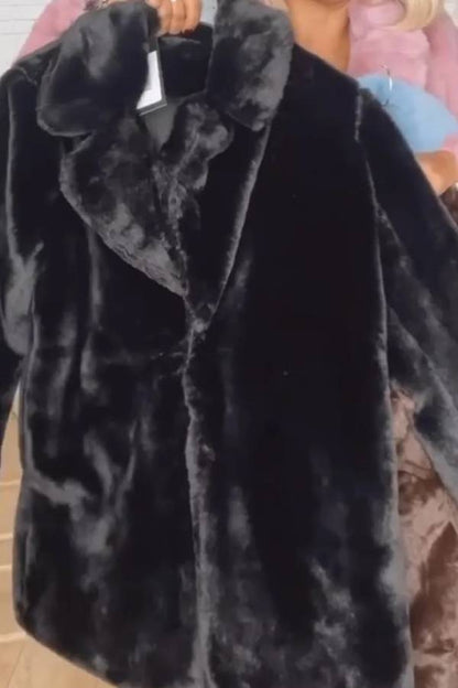 Faux fur collar loose coat