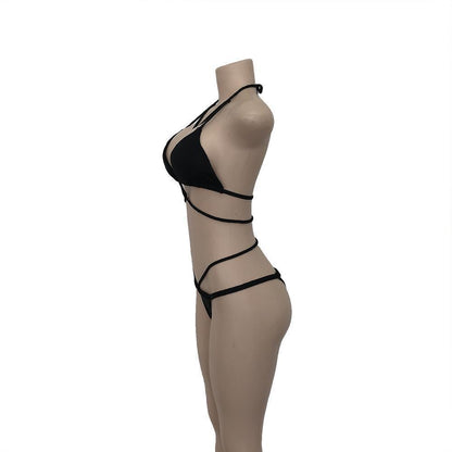 Strap Knit Button Back Bikini Swimsuit With 14 Colors