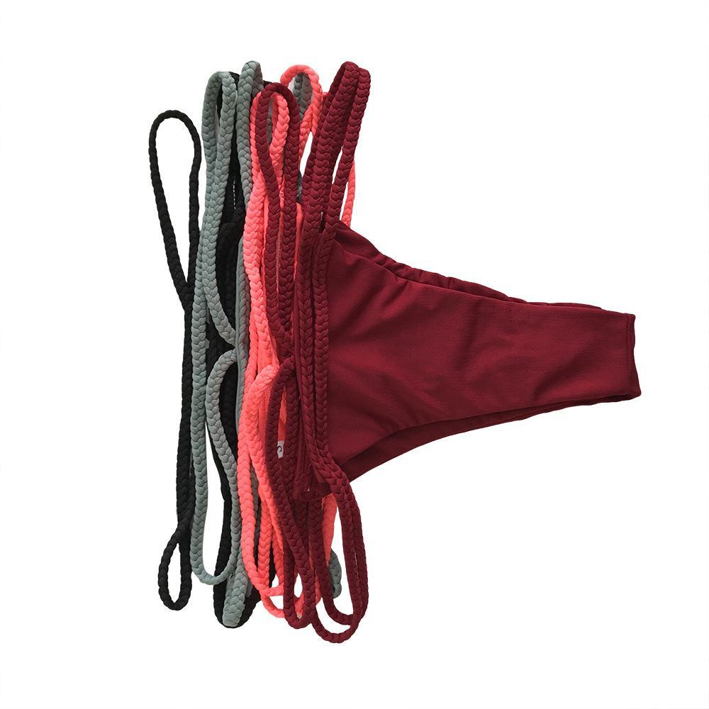 Strap Knit Button Back Bikini Swimsuit With 14 Colors