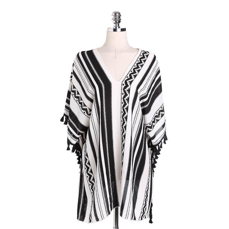 Stripe Tassel Summer Bikini Cover Up