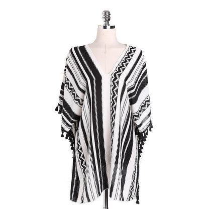 Stripe Tassel Summer Bikini Cover Up