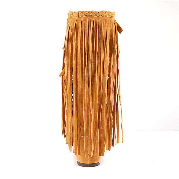 Spring And Autumn Women S Boots New Fashion Ethnic Fashion Casual Fringed Boots With Flat-Bottomed Boots