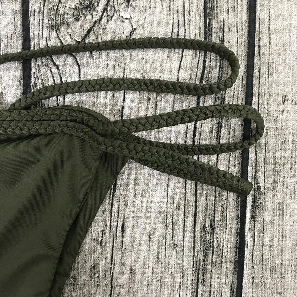 Strap Knit Button Back Bikini Swimsuit With 14 Colors