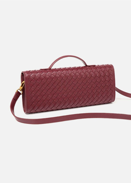 Woven Leather Crossbody Bag with Top Handle