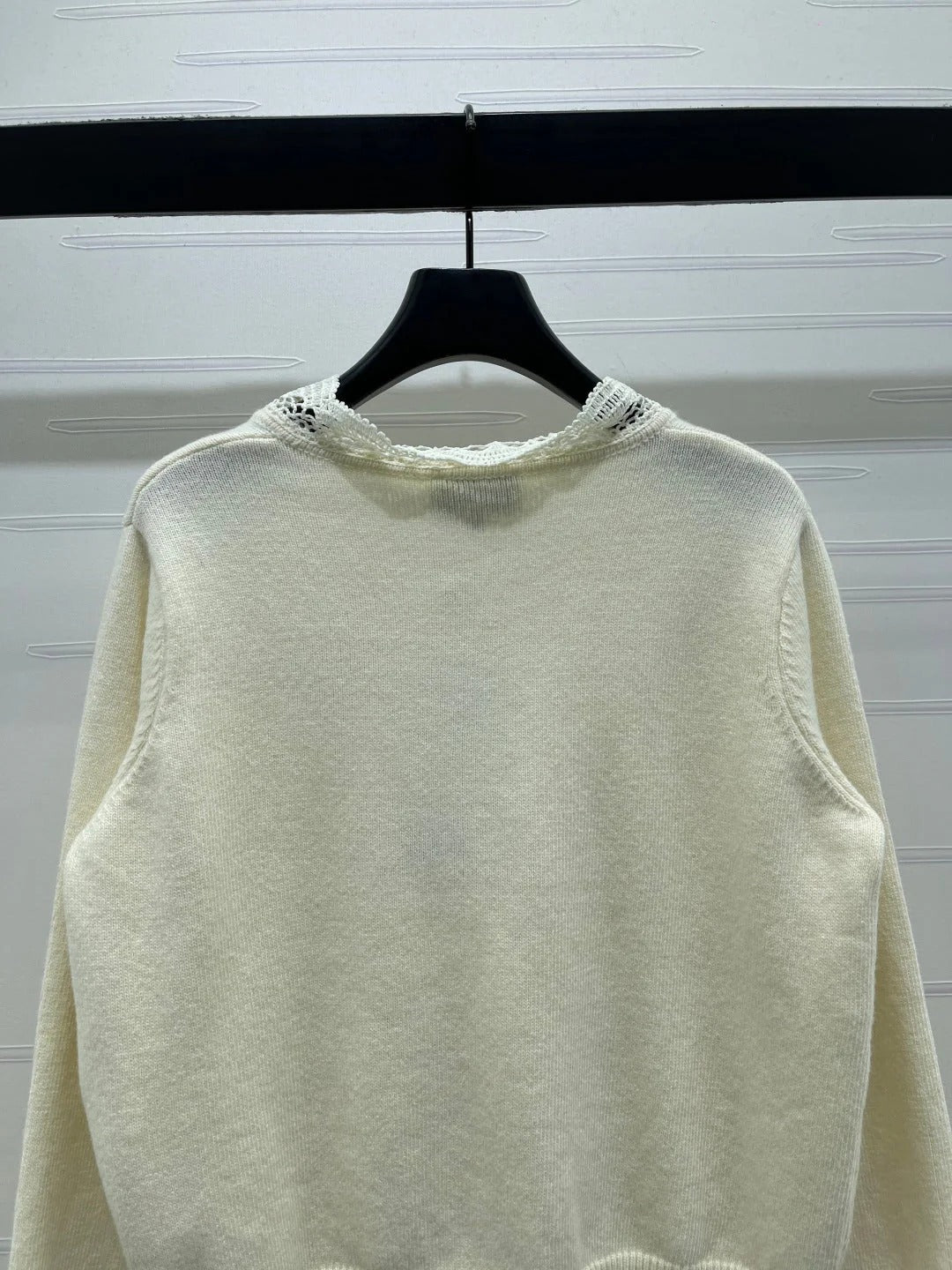 CC 26 Lace-Trimmed Knit Cardigan Cream Wool 340798
