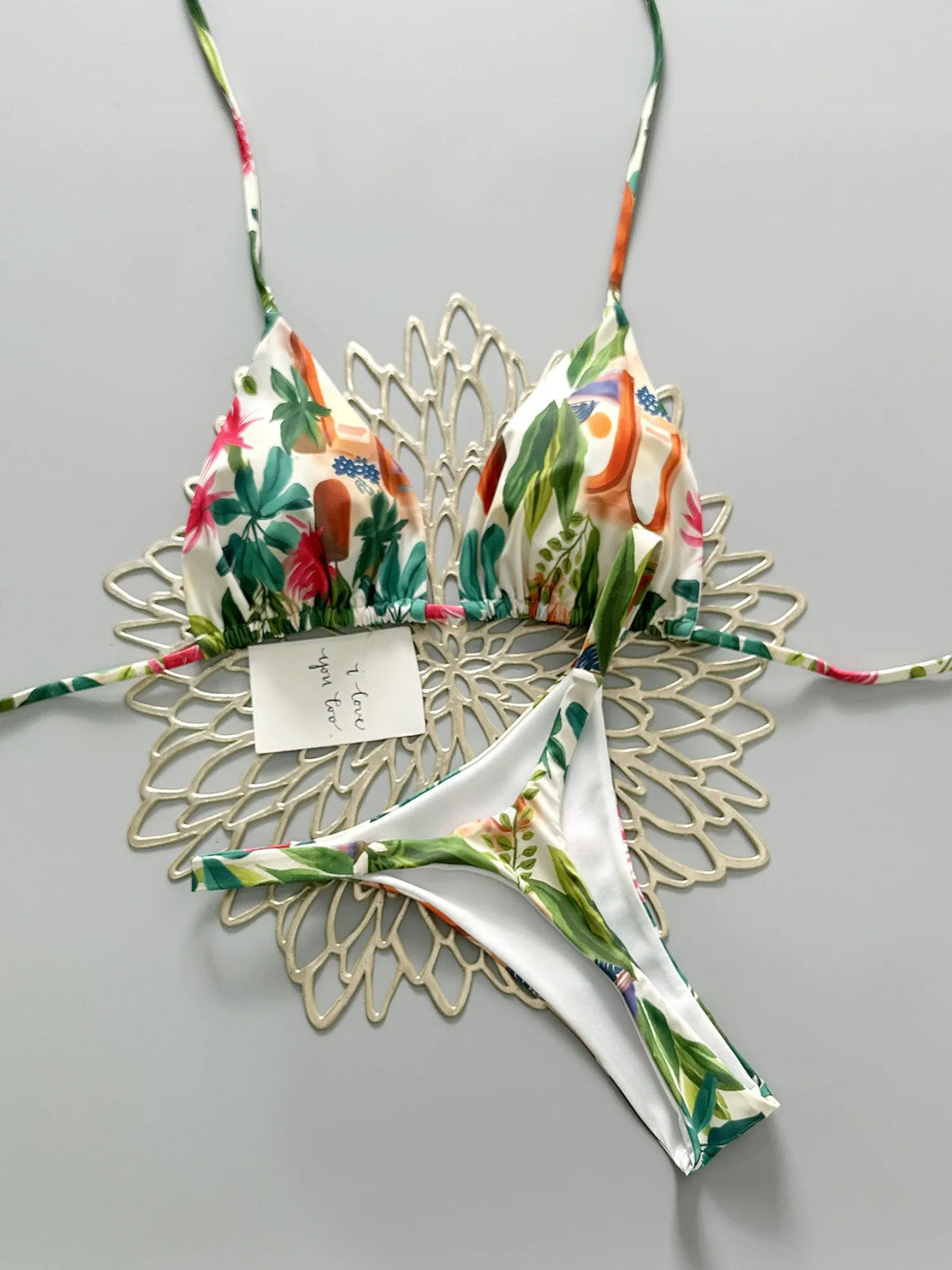 Evangeline Multi-Color Printed Strappy Bikini Two Piece Set