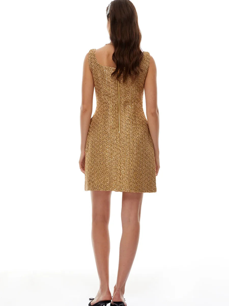 Scarlett Square Neck Tweed Mini Dress
