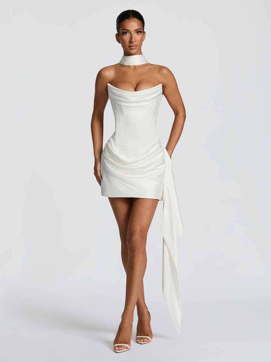 Zyla Cross-Tied Mini Dress