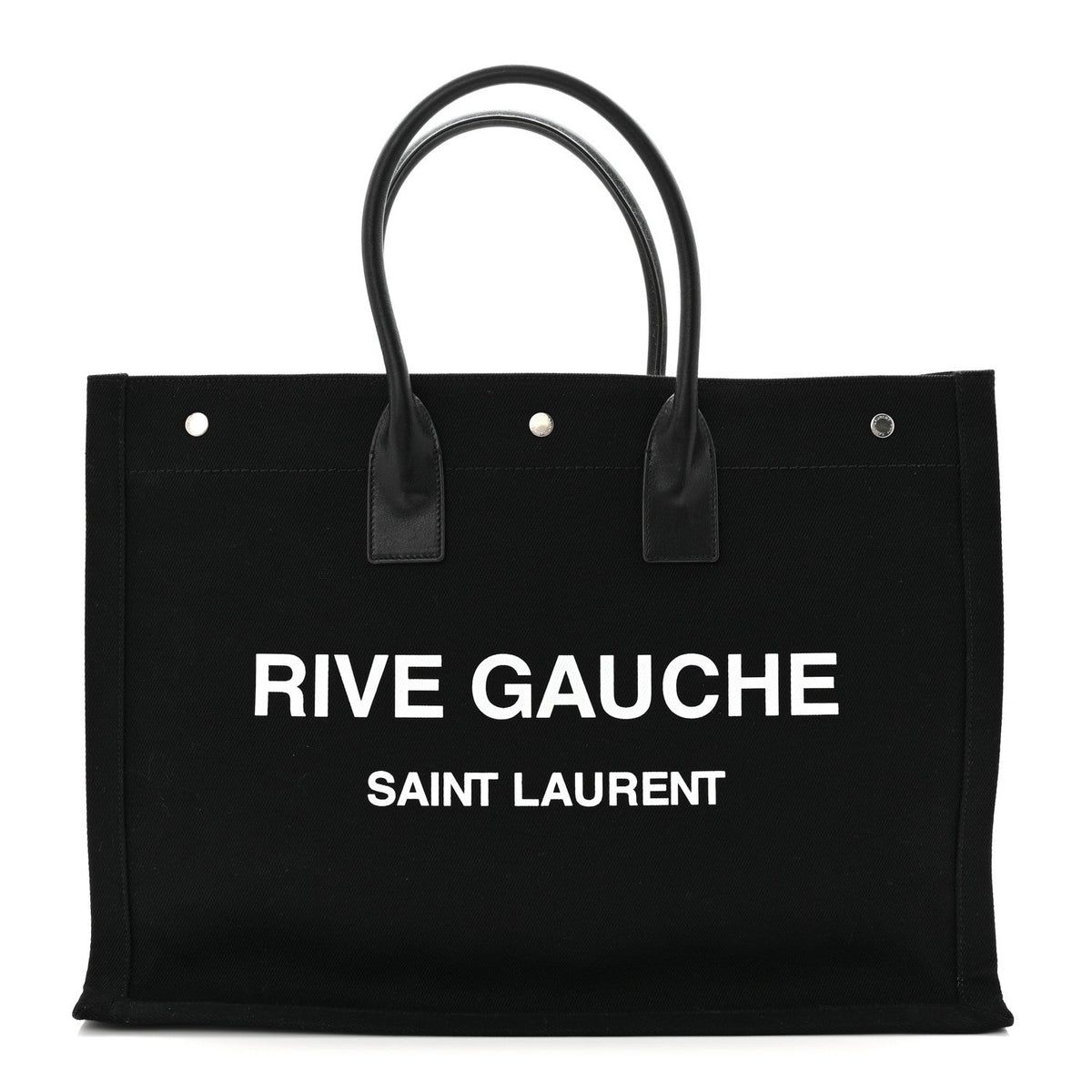 Linen Calfskin Rive Gauche Tote Black