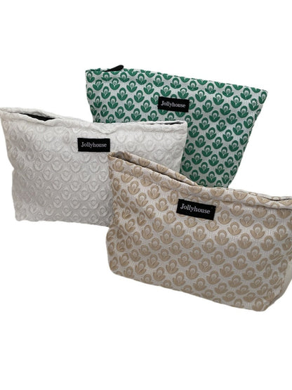 Cosbai - Simple Plant-Print Zipper Pouch - Compact &amp; Stylish