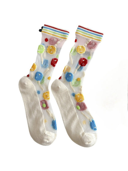 Rufia - Retro Cute Thin Mid-Calf Socks - Sweet &amp; Breezy