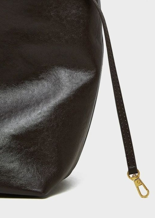 Structured Leather Tote with Crossbody Strap