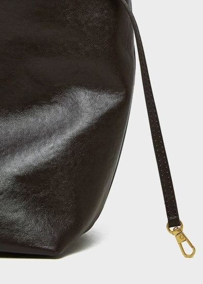 Structured Leather Tote with Crossbody Strap