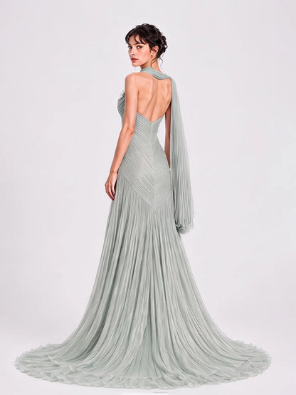 Nadia Crepe Strapless Maxi Dress In Green