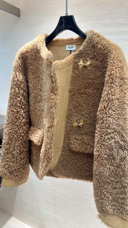CELINE Shearling Brown Coat 333329