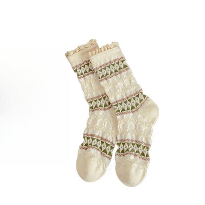 Rufia - Maillard Lace Trim Crew Socks - Elegant &amp; Warm