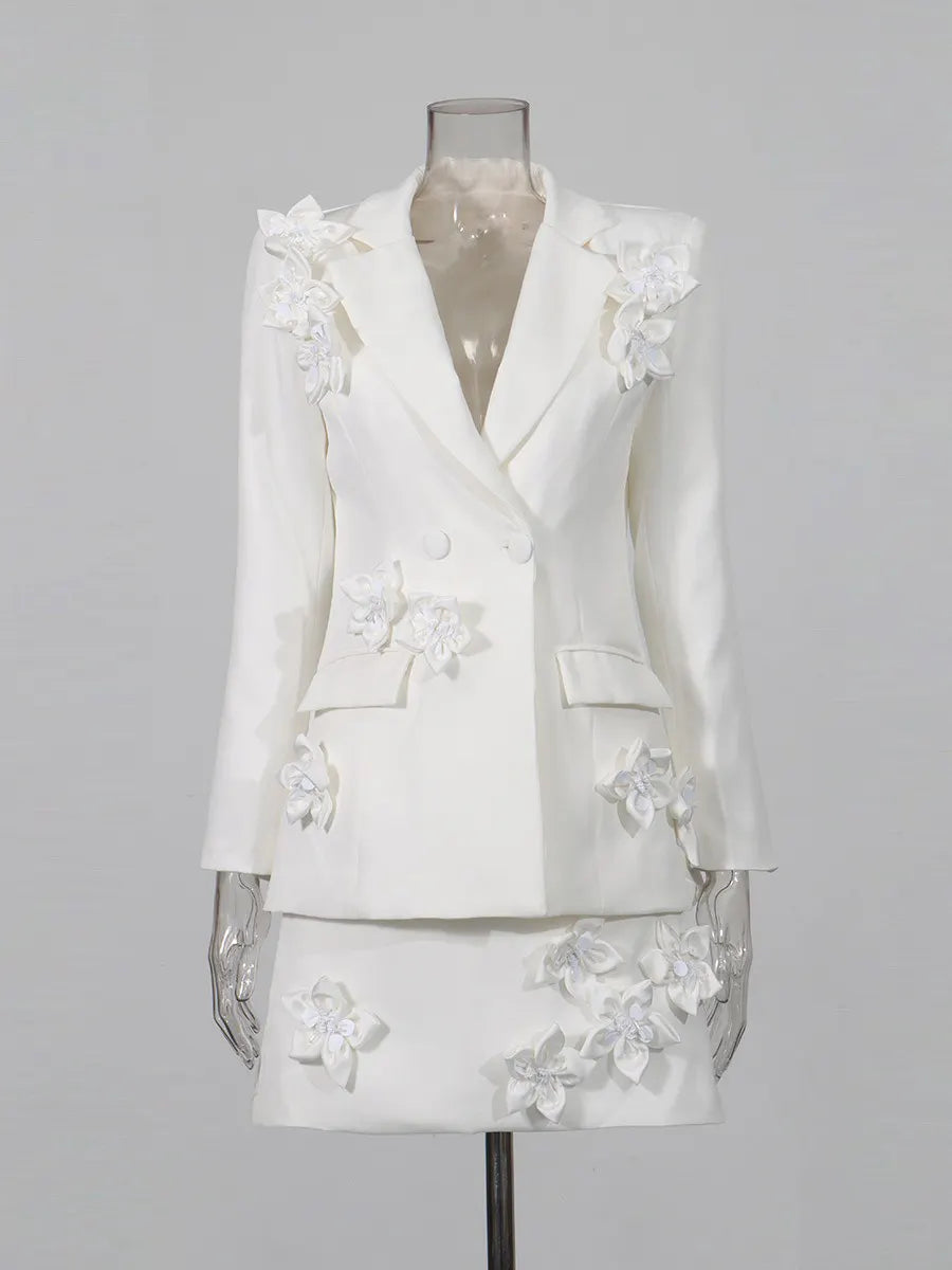 Persephone 3D Floral Sculpted Suit Skirt Set