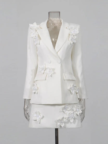 Persephone 3D Floral Sculpted Suit Skirt Set