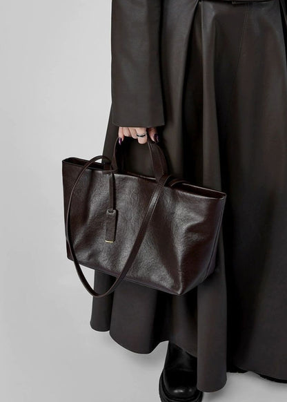 Structured Leather Tote with Crossbody Strap