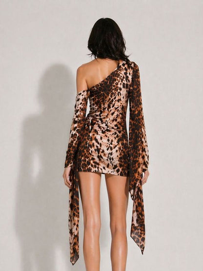 Luciana Leopard Print Mesh Mini Dress
