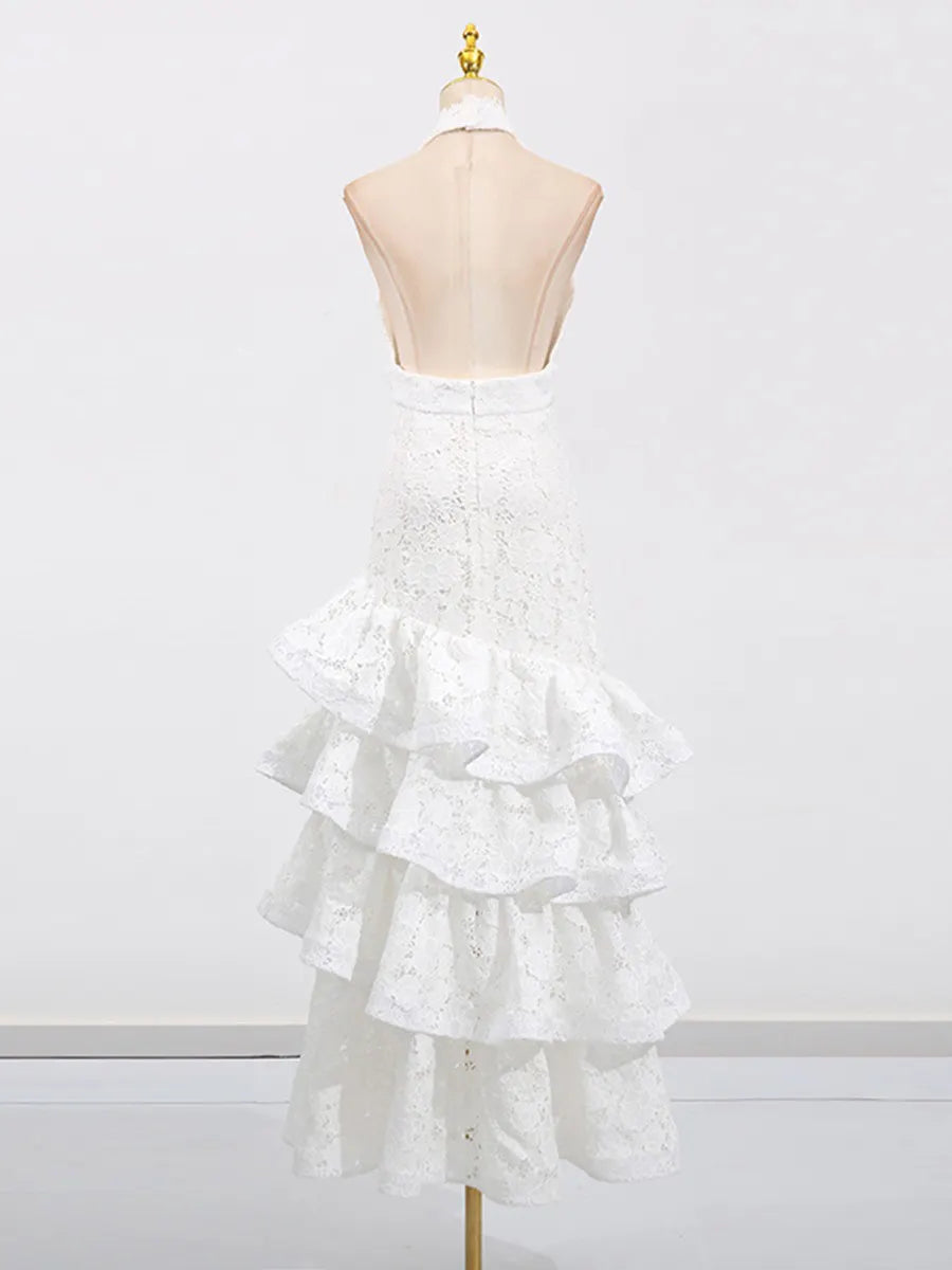 Indira Elegant Ruffled Backless Maxi Dress
