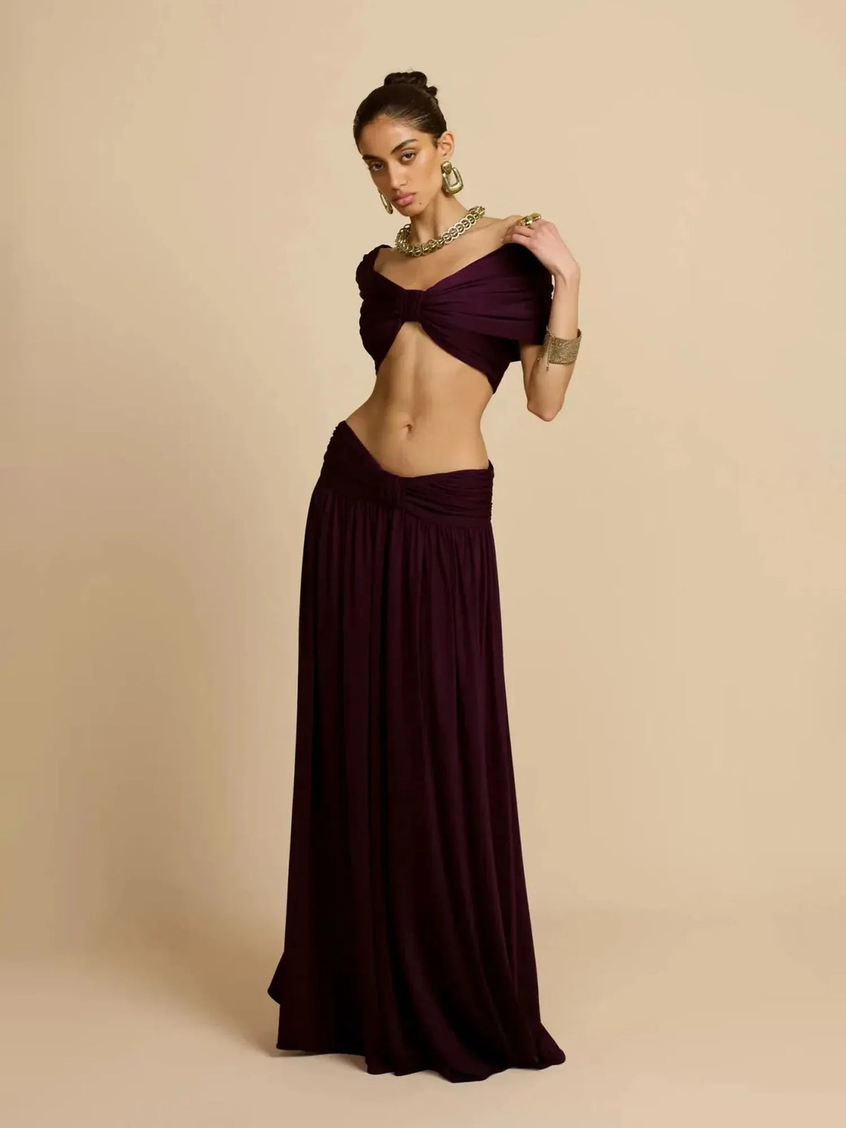 Bellamy Top And Skirt Set In Plum
