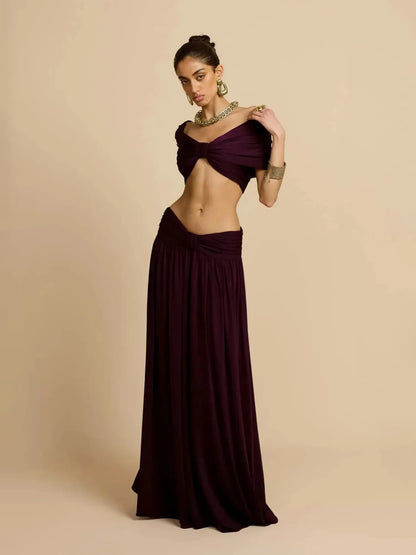 Bellamy Top And Skirt Set In Plum