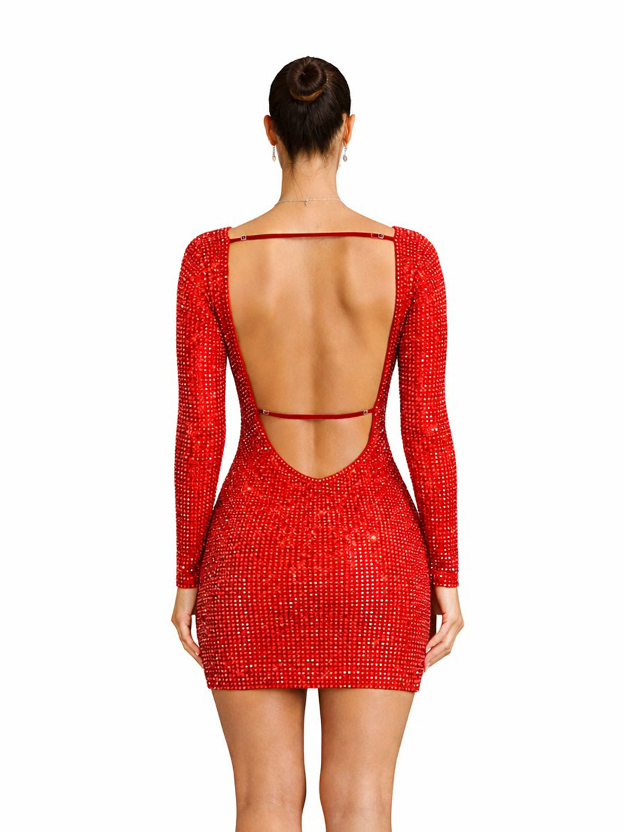 Alina Backless Diamond Mini Dress