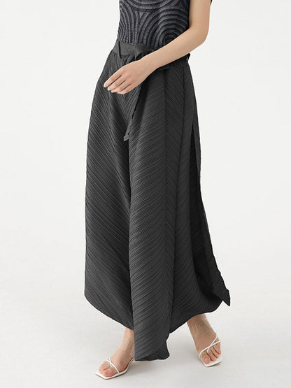 Wide Leg Loose Drawstring Pleated Tiered Casual Pants Bottoms