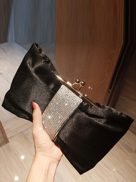 Chains Contrast Color Pleated Split-Joint Evening Bags&Clutches