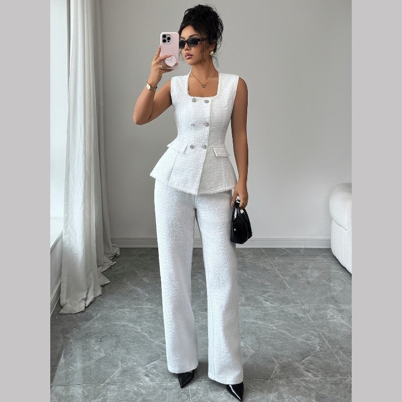 Square Neck Tank Top And Long Pants Suit