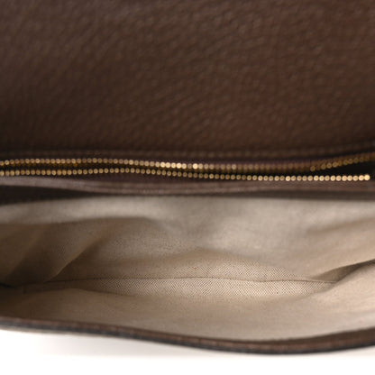 GG Supreme Monogram Textured Dollar Calfskin Web Medium Blondie Shoulder Flap Bag Beige Ebony New Acero
