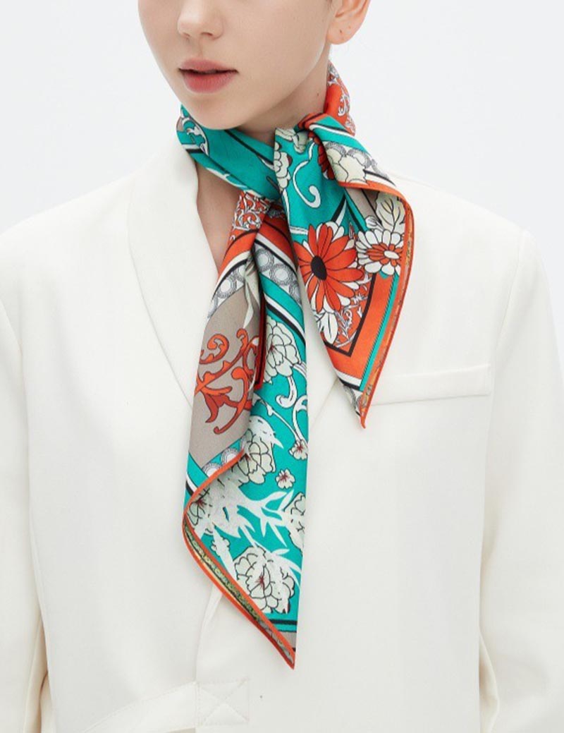 Vintage Floral Patchwork Square Scarf