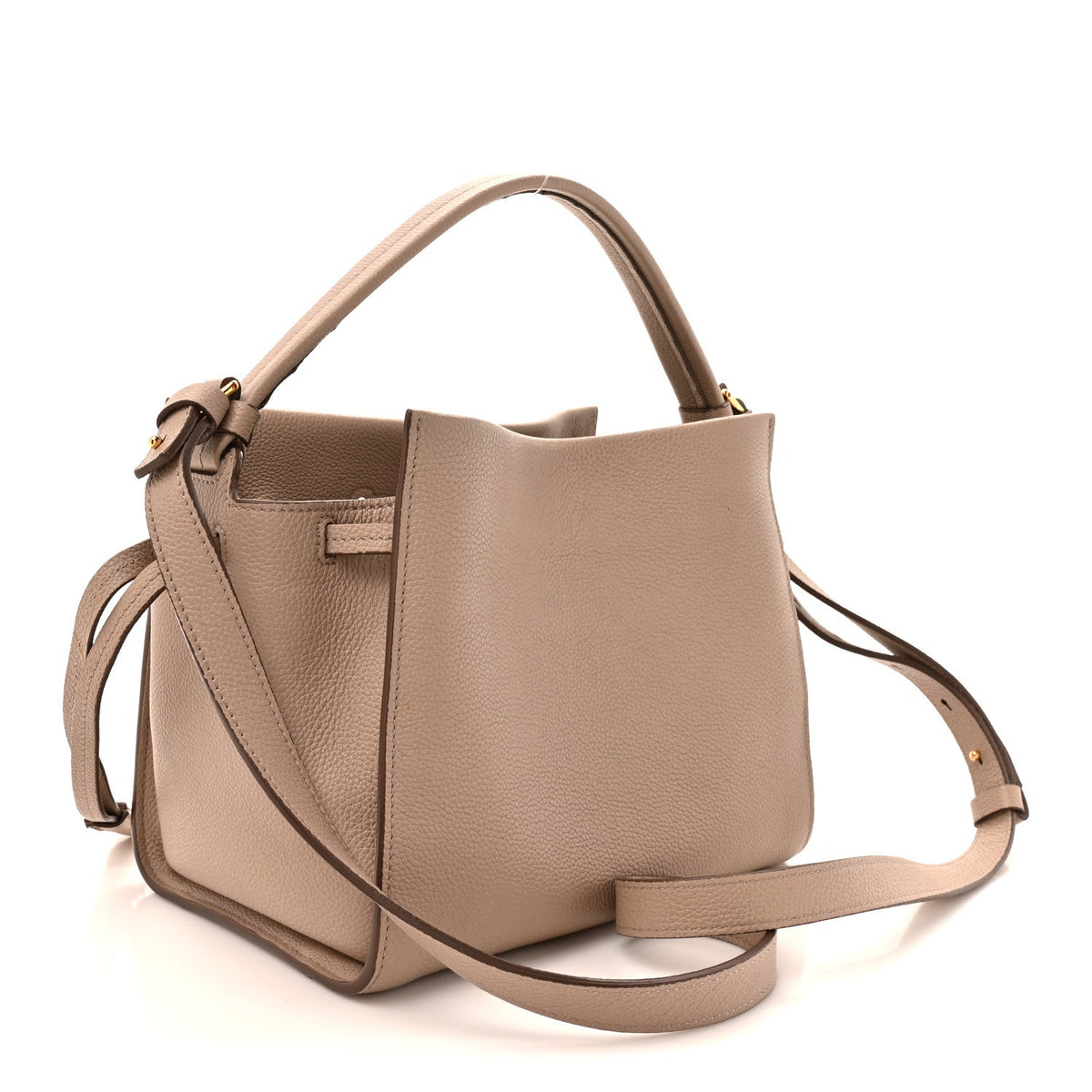 Grained Calfskin Small Padlock Top Handle Beige