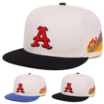 Red Letter Flat Brim Baseball Cap Unisex Outdoor Sun Hat