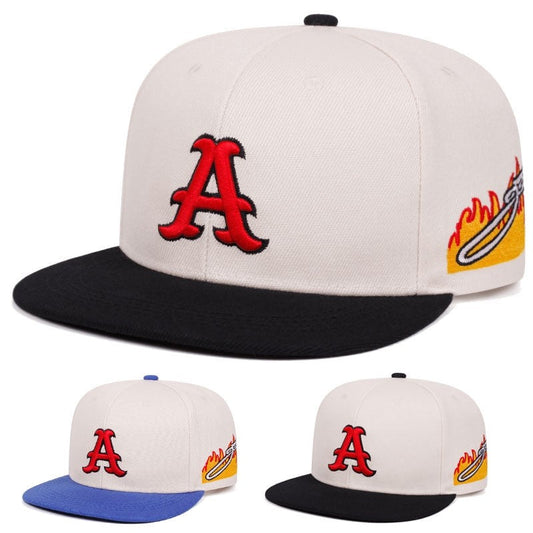 Red Letter Flat Brim Baseball Cap Unisex Outdoor Sun Hat