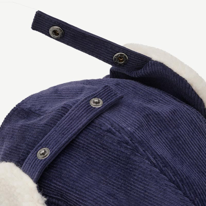 Winter Hat With Ear Flap Corduroy Baseball Cap