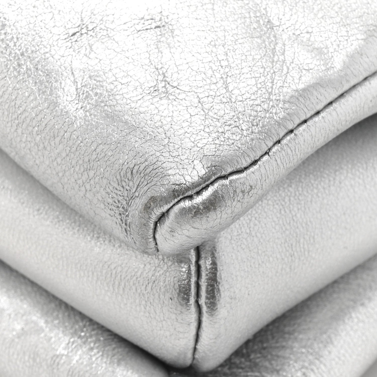 Metallic Lambskin Embossed Monogram Coussin PM Silver